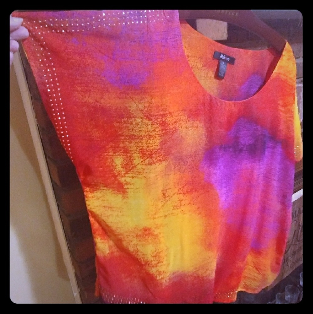 NWOT Colorful Sheer Flowy Blouse